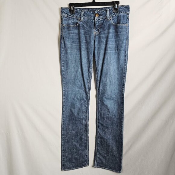 Women's AMERICAN EAGLE 77 Straight Leg Jeans MEDIUM BLUE WASH size 6 Mid Rise - Picture 2 of 10